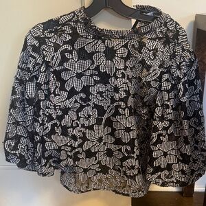 Elliott Lucca Black and White Floral Blouse